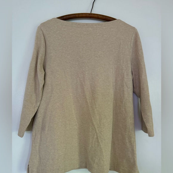 LL Bean 100% cotton 3/4 sleeve, short tunic. Creamy beige color. EUC. Size L - Picture 5 of 7